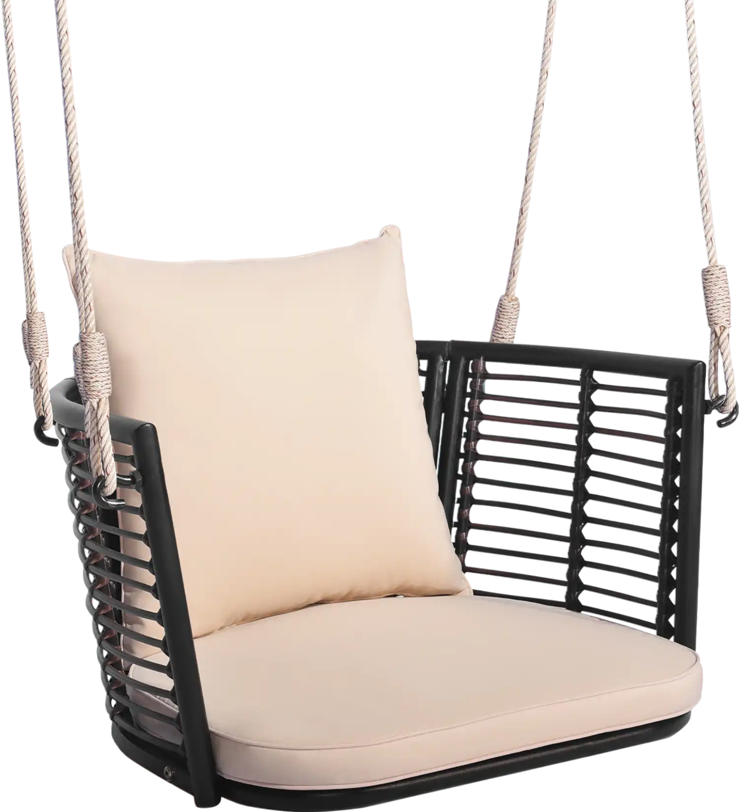 Costway Single Person Hanging Patio Swing Chair Woven Rattan Backrest 89132645 New