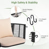 Single person hanging seat with woven rattan backrest, featuring sturdy hanging ropes and hooks for backyard relaxation.