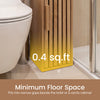 Slim bathroom cabinet with slat design, 0.4 sq.ft footprint, ideal for narrow gaps beside toilet or vanity.