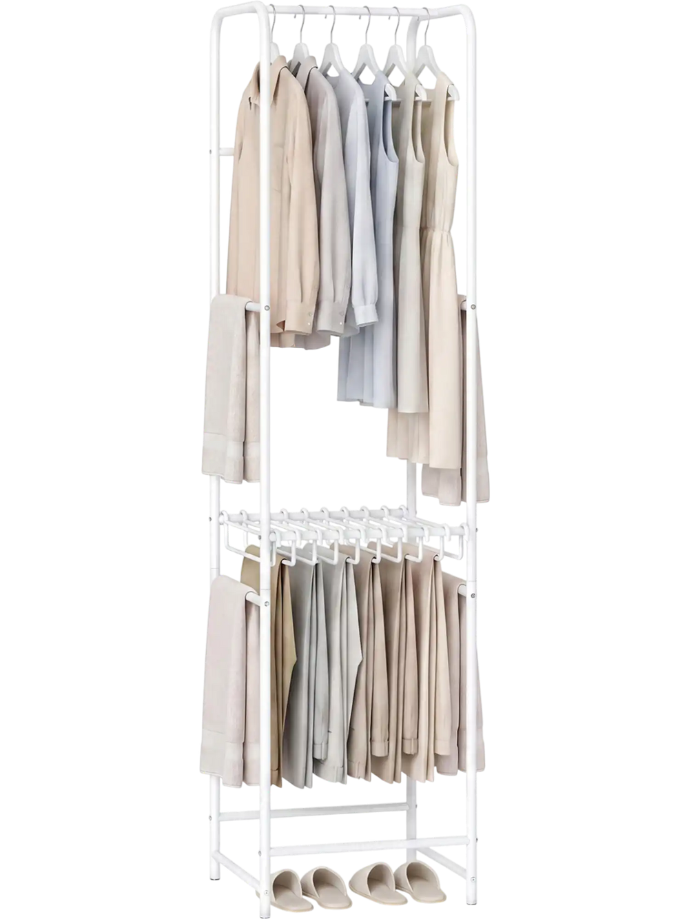 Slim Coat Rack Freestanding Garment Organizer with 8 Hanging Rods