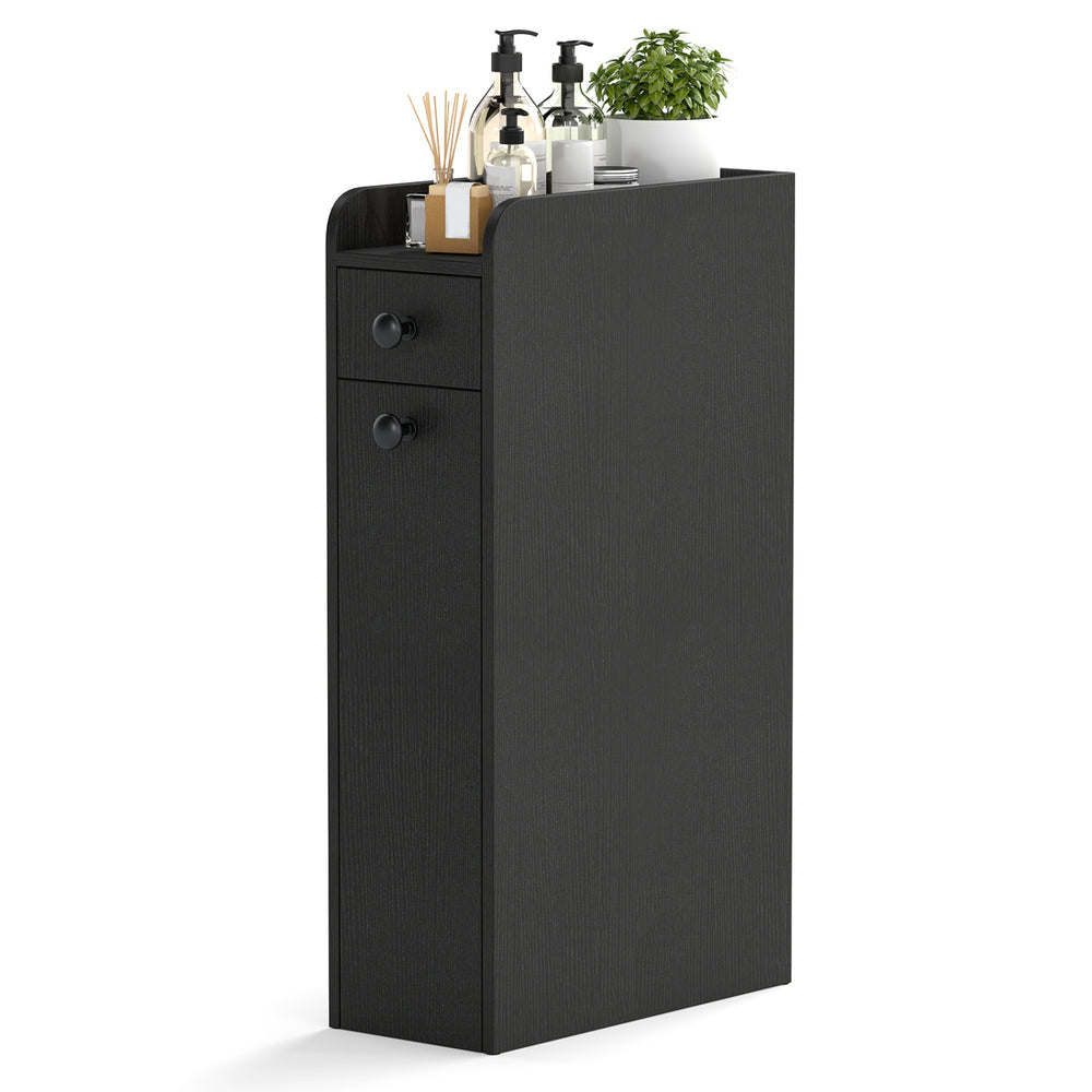 Small Bathroom Storage Cabinet 4-Tier with Slide Out Drawers on Casters - Gallery View 4 of 10
