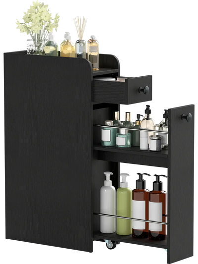 Costway Small Bathroom Storage Cabinet 4-Tier Slide-Out Drawers Casters 23477355 New