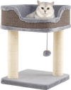 Small cat tree with a comfy plush perch and sisal scratching posts, perfect for indoor cats to lounge and play.