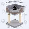 Small cat tree dimensions showing a comfy plush perch, sisal scratching posts, and stable base for indoor cats.
