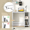 Small white computer desk with adjustable shelf, perfect for small spaces and home office activities.