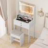 Small Vanity Desk with Mirror and Lights for Bedroom-White - Gallery View 1 of 10