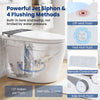 Smart toilet with built-in bidet, ADA height, remote control, and foot kick flush for convenient, hygienic operation.