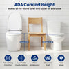 Smart toilet with ADA comfort height, heated seat, and remote control for enhanced hygiene and convenience in white.