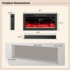Dimensions of the Smart WiFi Electric Fireplace, showing 36-inch wall-mounted design with detailed measurements.