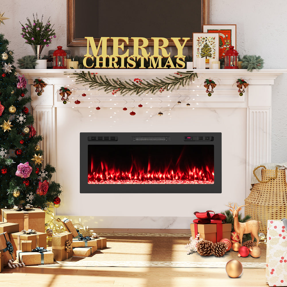 Smart WiFi Electric Fireplace Wall Mounted & Recessed 750W/1500W Heater-42 Inch - Gallery View 1 of 11