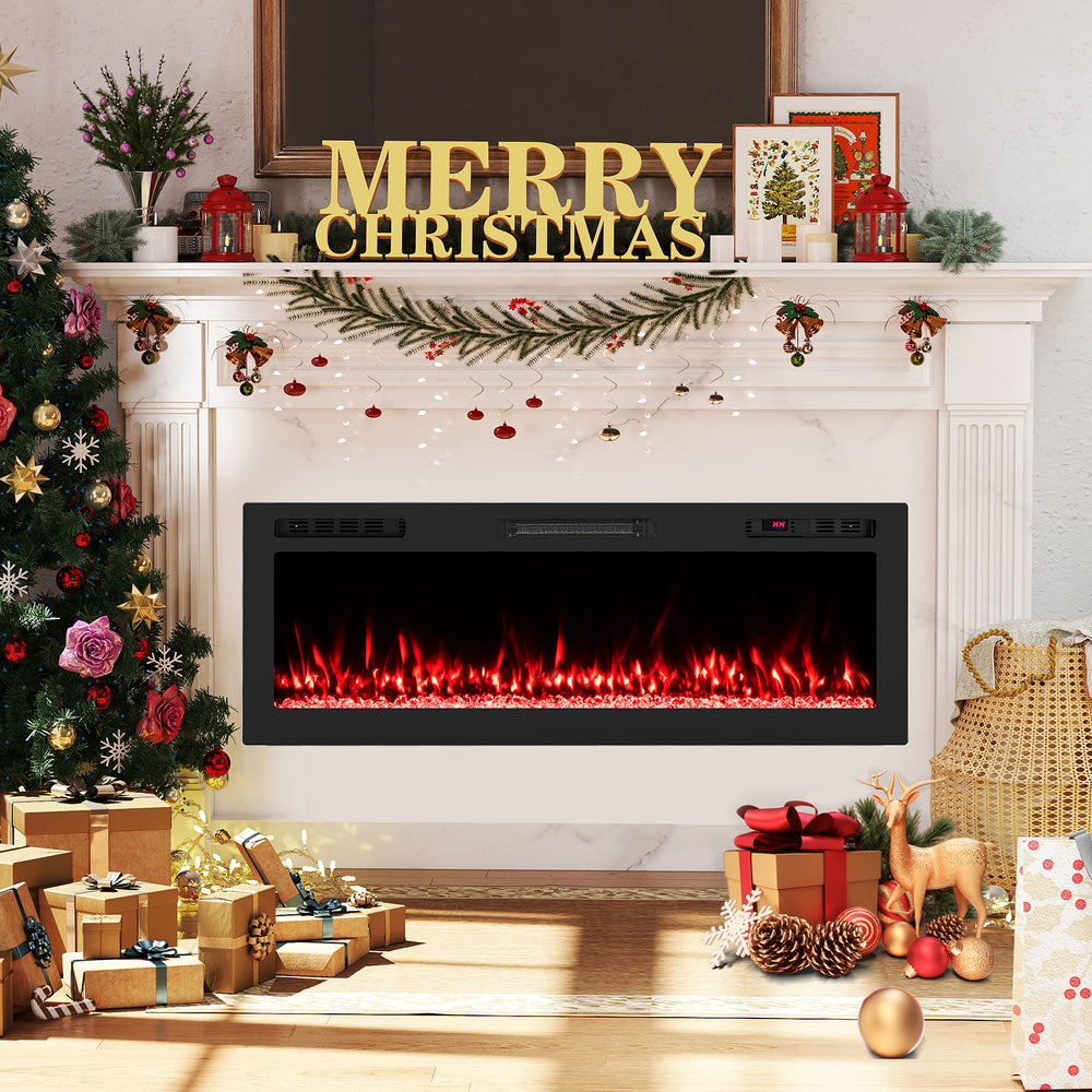 Smart WiFi Electric Fireplace Wall Mounted & Recessed 750W/1500W Heater-50 Inch - Gallery View 1 of 11