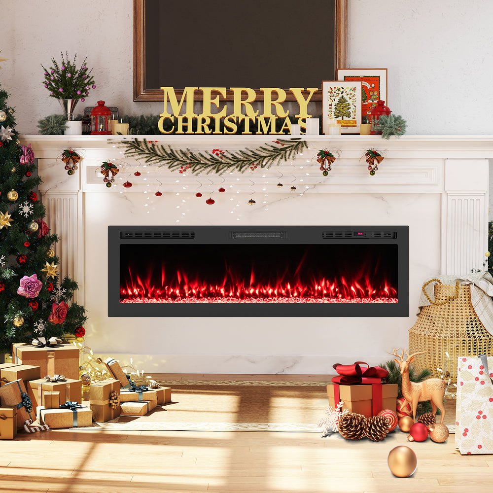 Smart WiFi Electric Fireplace Wall Mounted & Recessed 750W/1500W Heater-60 Inch - Gallery View 1 of 11