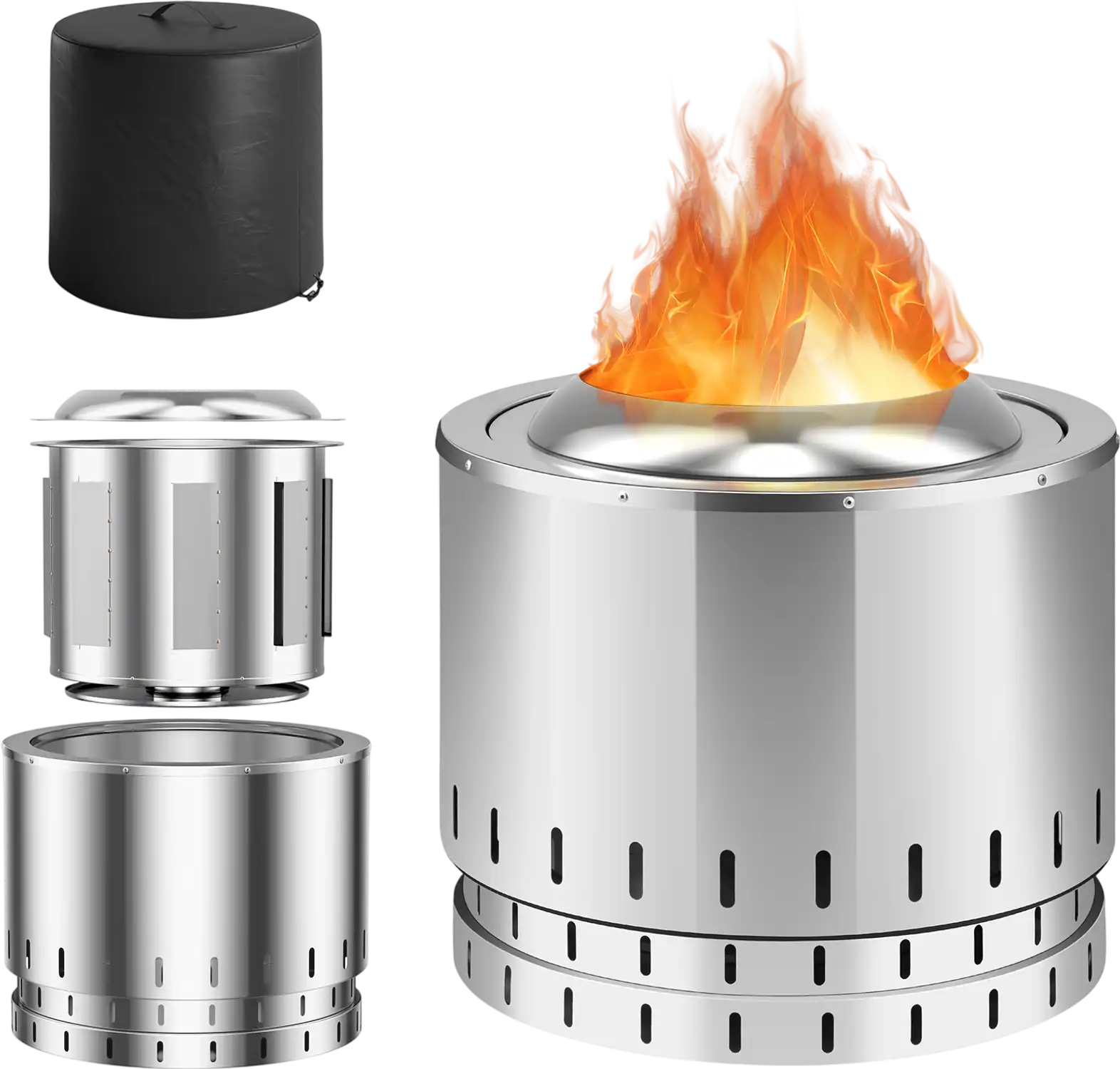 Costway Smokeless Stainless Steel Fire Pit w/ Ash Pan Yard Camping 67421859 New