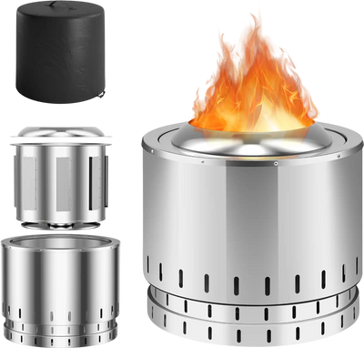 Costway Smokeless Stainless Steel Fire Pit w/ Ash Pan Yard Camping 67421859 New