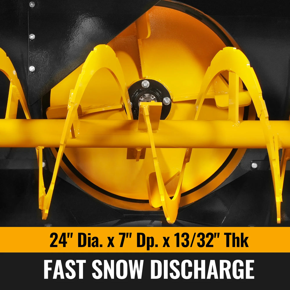 72" 3 Point PTO Snow Blower 24" Impeller Diameter 360° Snow Chute (PTO Shaft Included with Slip Clutch),  30-75 HP,  TSB72