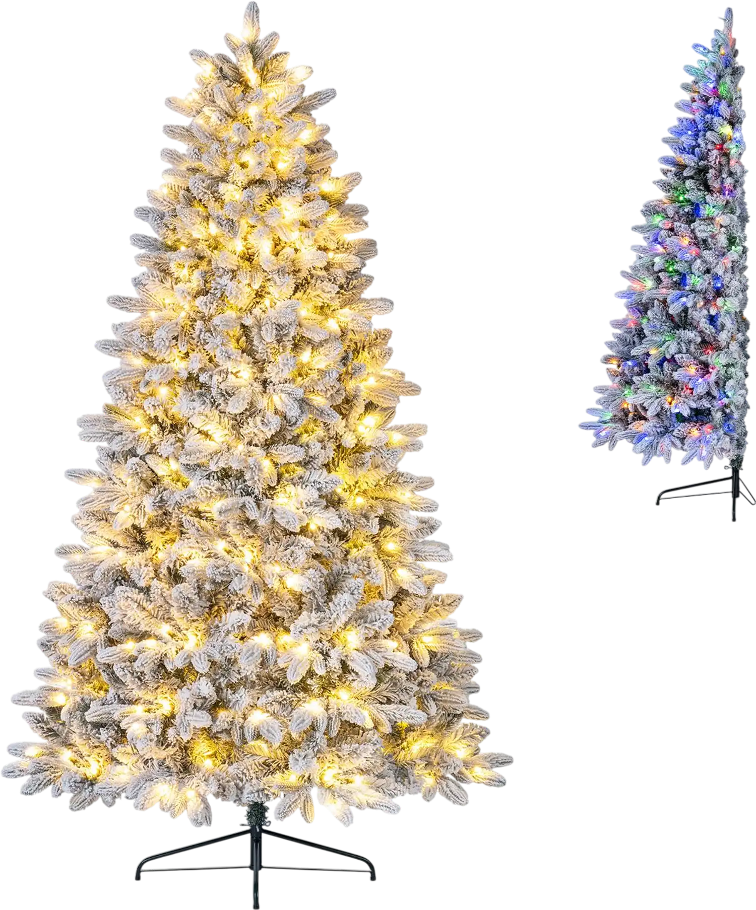 Costway Snow-Flocked Half Christmas Tree LED Lights 56067719 New