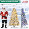 Snow-flocked half Christmas tree with 610 branch tips and warm white and multi-color LED lights for festive decor.