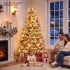 Snow-flocked half Christmas tree with warm white and multi-color LED lights, perfect for narrow corners and small spaces.