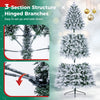 Snow-flocked half Christmas tree with 610 branch tips and 240 LED lights, perfect for compact spaces and festive decor.