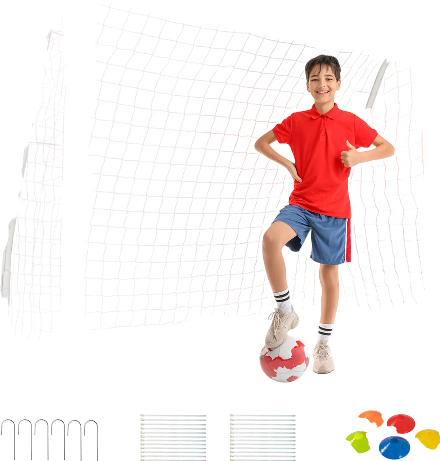 Costway 8' x 6' Soccer Goal Net with Ground Stakes & Cones 24895617 New