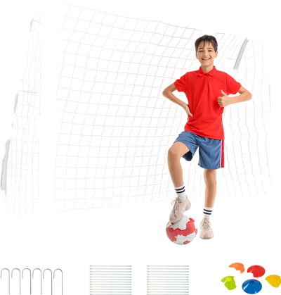 Costway 8' x 6' Soccer Goal Net with Ground Stakes & Cones 24895617 New