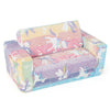 Colorful 2-in-1 flip-out kids sofa chair with flannel cover, ideal for playrooms and bedrooms, featuring glowing.