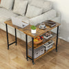 Patented 360° Rotating Sofa Side Table with 2-Tier Storage Shelves-Brown - Gallery View 1 of 9