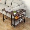 Patented 360° Rotating Sofa Side Table with 2-Tier Storage Shelves-Walnut - Gallery View 1 of 10