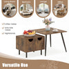 Nesting sofa side tables in rustic brown feature metal legs, spacious storage, and versatile use for living room or office.
