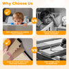 Soft velvet toddler bed frame in gray with safety rails, showcasing easy installation and comfort features.