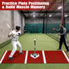 Softball pitching mat with integrated pitching plate, high-density PE turf, ideal for indoor training and practice.
