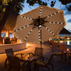Hawaiian style 10 feet solar lighted tiki patio umbrella with thatched canopy, ideal for outdoor shading and ambiance.