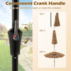 Hawaiian style thatched patio umbrella with a convenient crank handle for easy opening and closing, ideal for outdoor.