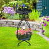 Solar Outdoor Bird Bath Feeder Combo with Flower Planter Pedestal and Solar Lights-Bronze - Gallery View 1 of 11