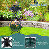 Solar outdoor bird bath feeder combo with flower planter, bronze finish, featuring a lotus leaf bowl and solar lights.