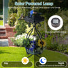 Solar outdoor bird bath feeder combo with flower planter and solar lights in bronze, perfect for attracting birds.