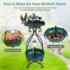 Solar outdoor bird bath feeder combo with flower planter, showcasing the elegant flower-shaped top and drainage holes.