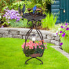 Solar Outdoor Bird Bath Feeder Combo with Flower Planter Pedestal and Solar Lights-Copper - Gallery View 1 of 11