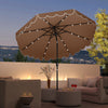 9.3 Feet Solar Patio Umbrella with 24 LED Lights Vented Top and Ruffles-Coffee - Gallery View 1 of 10