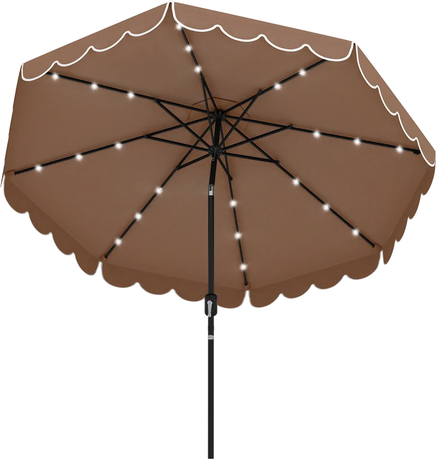 Costway 9.3' Solar Patio Umbrella 24 LED Lights Vented Top Ruffles 193465278 New