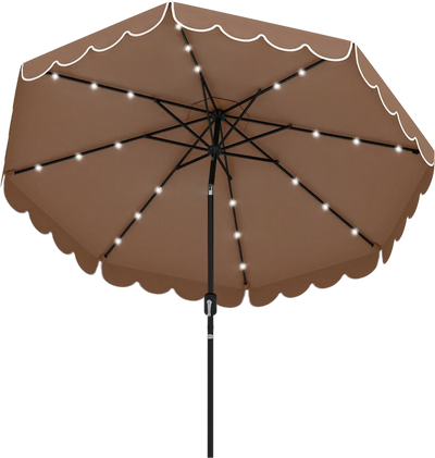 Costway 9.3' Solar Patio Umbrella 24 LED Lights Vented Top Ruffles 193465278 New