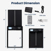 Solar powered automatic chicken coop door with adjustable light and time settings, featuring a clear display and anti-pinch function.