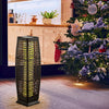 2 Pieces Solar-Powered Square Wicker Floor Lamps with Auto LED Light-Black - Gallery View 1 of 11