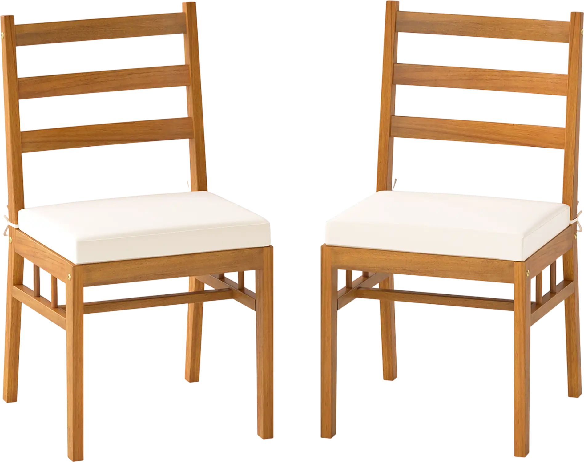 Costway Solid Acacia Wood Patio Armless Chair Set of 2 37705136 New