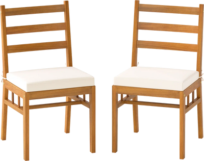 Costway Solid Acacia Wood Patio Armless Chair Set of 2 37705136 New