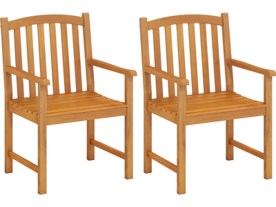 Costway Solid Acacia Wood Patio Dining Chairs Set of 2 Slatted Seat Inclined Backrest 79315891 New