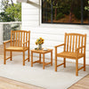 Solid acacia wood patio chairs set of 2 with slatted seats and inclined backrests, perfect for porch or garden use.