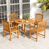 Solid acacia wood patio chairs set of 2 with slatted seats and inclined backrests, perfect for outdoor relaxation.