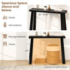 Solid rubber wood console table with a 43" wide tabletop and generous open base, ideal for entryway storage.