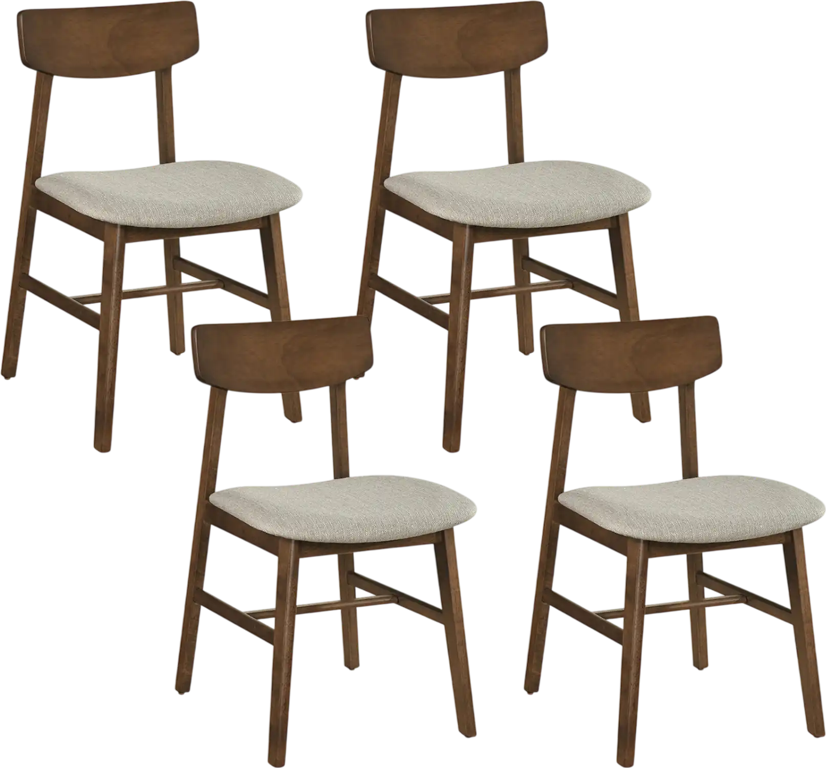 Costway Solid Rubber Wood Dining Chairs Set of 4 Curved Backrest 27623601 New